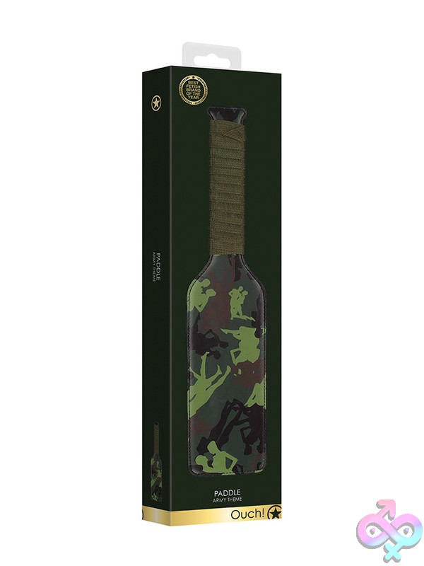 Discreet-Toys-Ouch-Paddle-Army-Theme-Green-Nu-St-Ou551Grn Army Print Spanking Paddle In Black By Shots Ouch! — Sturdy Handle And Bold Camouflage Design