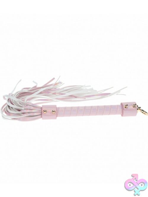 Ouch! Paris Collection Bonded Leather Flogger With Iridescent Hardware In Blue And Pink