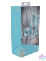 Three-piece iridescent metal anal plug set with rhinestone bases from the Ouch! Paris Collection