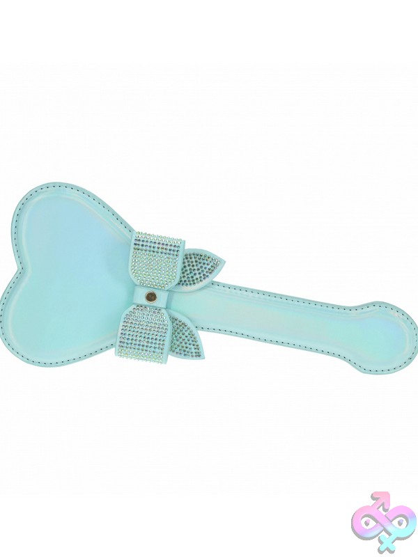 Discreet-Toys-Ouch-Paris-Collection-Paddle-Blue-Nu-St-Ou985Blu Ouch! Paris Collection Bonded Leather Bdsm Paddle With Iridescent Metal Hardware In Blue And Pink
