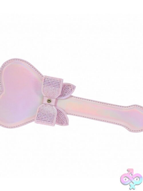 Ouch! Paris Collection Bonded Leather Bdsm Paddle With Iridescent Metal Hardware In Blue And Pink