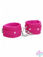 Ouch! Plush Leather Ankle Cuffs – Pink - Image 2