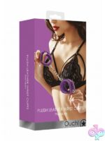 Ouch plush leather hand cuffs with furry lining and D-ring in four color options