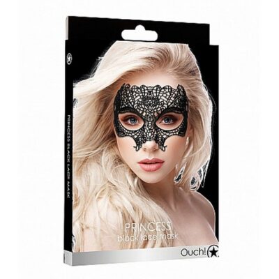 Handmade black lace Venetian-inspired adjustable mask by Shots Toys