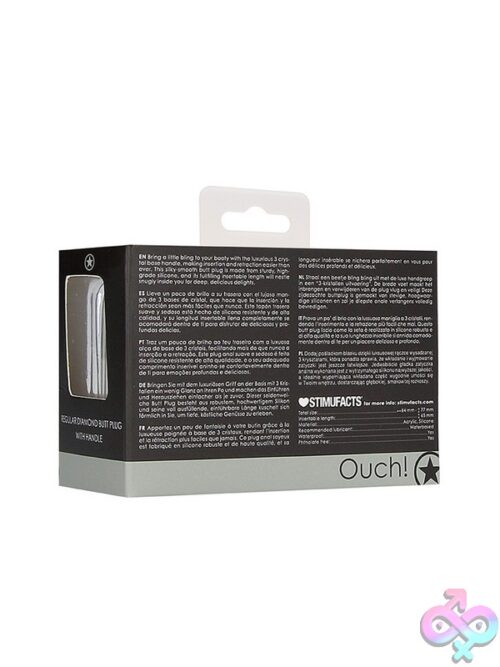 Ouch! Regular Diamond Butt Plug With Handle – Black - Image 3