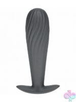 Ouch! Ribbed Anal Plug Silicone Gun Metal - Image 2