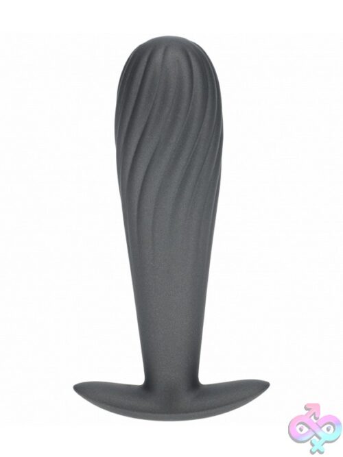 Ouch! Ribbed Anal Plug Silicone Gun Metal - Image 2