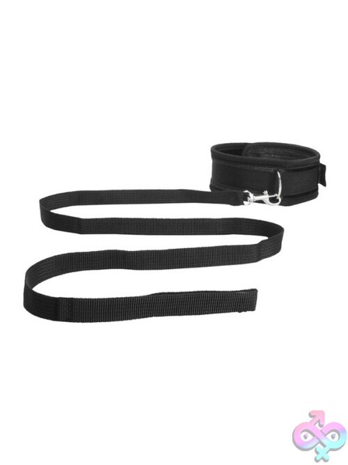 Ouch! Velvet &Amp; Velcro Adjustable Collar With Leash – Black - Image 2