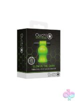 Vibrating head masturbator with fluorescent green glow-in-the-dark detailing and bullet vibrator by Shots Toys