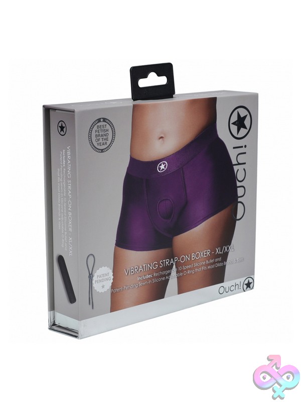 Discreet-Toys-Ouch-Vibrating-Strap-On-Boxer-Purple-Xl-Xxl-Nu-St-Ou825Purxlxxl2 Purple Vibrating Boxer-Style Strap-On Harness Xl/Xxl With Rechargeable Bullet By Shots Toys