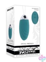 Green textured remote control vibrating egg with retrieval cord by Evolved Novelties