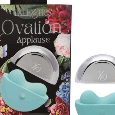 Ergonomic gray silicone clitoral vibrator with magnetic charging case by California Exotic Novelties