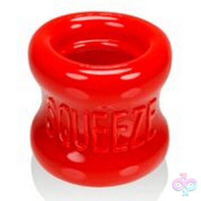 Squeeze Soft Grip Ballstretcher Red by Oxballs — red cock ring ballstretcher