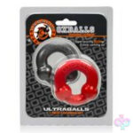 Oxballs Sex Toys - Ultraballs 2-Piece Cockring Set - Steel & Red