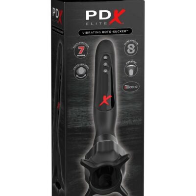 PDX Elite Vibrating Roto-Sucker automatic masturbator in black silicone by Pdx Brands
