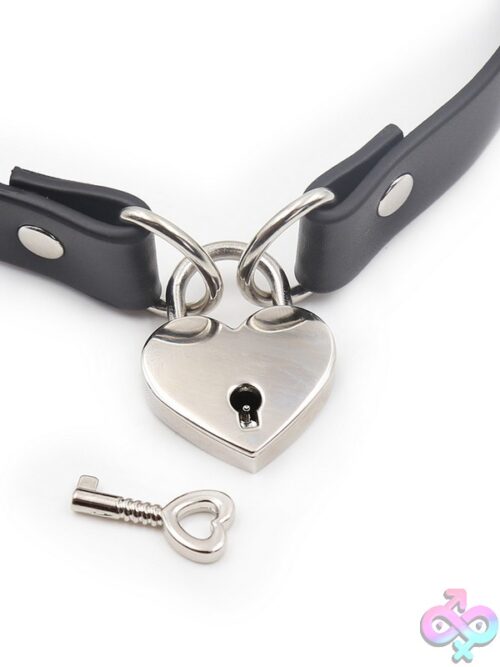 Pvc Locking Collar Choker With Heart Lock - Image 2