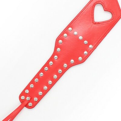Red PVC heart cut-out spanking paddle by S&G Pleasure