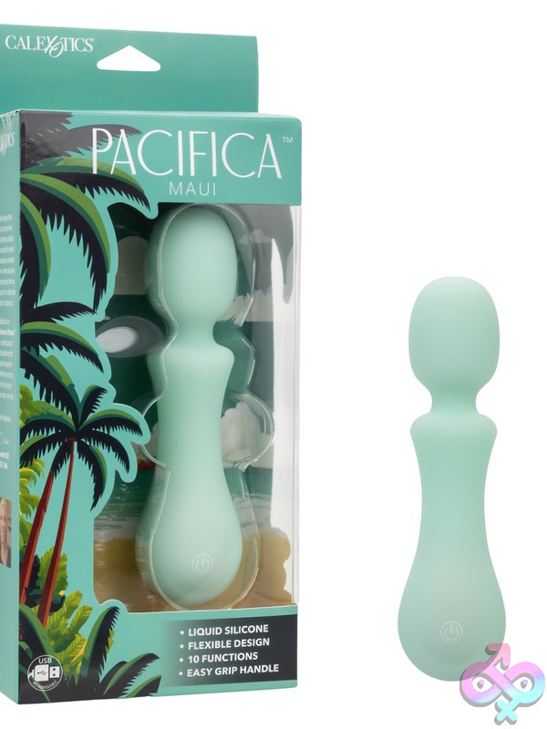 Discreet-Toys-Pacifica-Maui-Nu-Se-4210-30-3 Pacifica Maui Green Liquid Silicone Mini Wand Vibrator By California Exotic Novelties