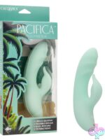 Pacifica Polynesia green transparent liquid silicone dual stimulator rabbit vibe by California Exotic Novelties