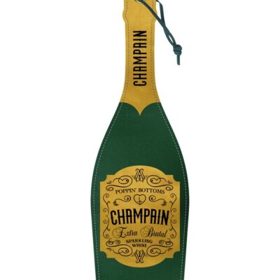 Green textured polyurethane champagne bottle spanking paddle by Wood Rocket