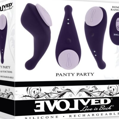 Contoured purple remote control panty vibe with textured head and magnetic tail by Evolved Novelties