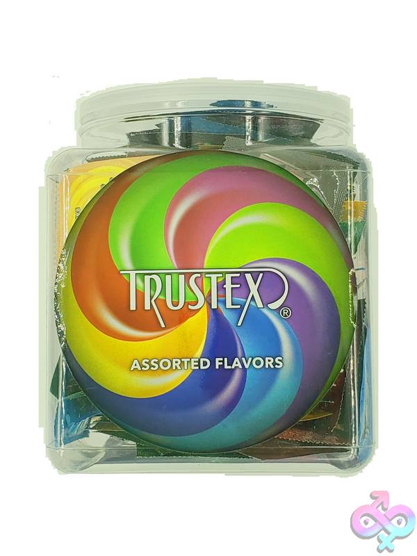 Discreet-Toys-Paradise-Marketing-Trustex-Flavored-Lubricated-Condoms-144-Pieces-Box-Assorted-Flavors-Al-8050B Trustex Flavored Lubricated Condoms 144 Pieces Box - Assorted Flavors - Image 1
