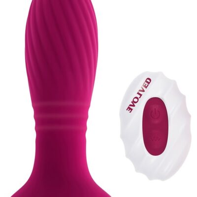 thrusting vibrating plug Party Plug by Evolved Novelties in purple with light-up base