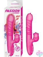 Pink warming rabbit vibrator with flicking tongue and dual motors by Nasstoys