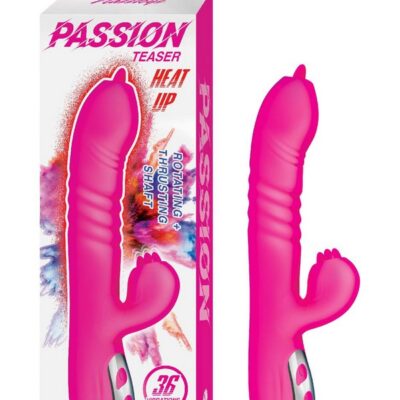 Pink warming rabbit vibrator with flicking tongue and dual motors by Nasstoys