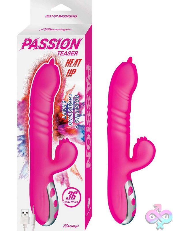 Discreet-Toys-Passion-Teaser-Heat-Up-Pink-Nu-Nw3107 Pink Warming Rabbit Vibrator With Flicking Tongue And Dual Motors By Nasstoys