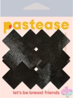 Pastease Petite Plus X: Two Pair Of Small Liquid Black Cross Nipple Pasties - Image 2