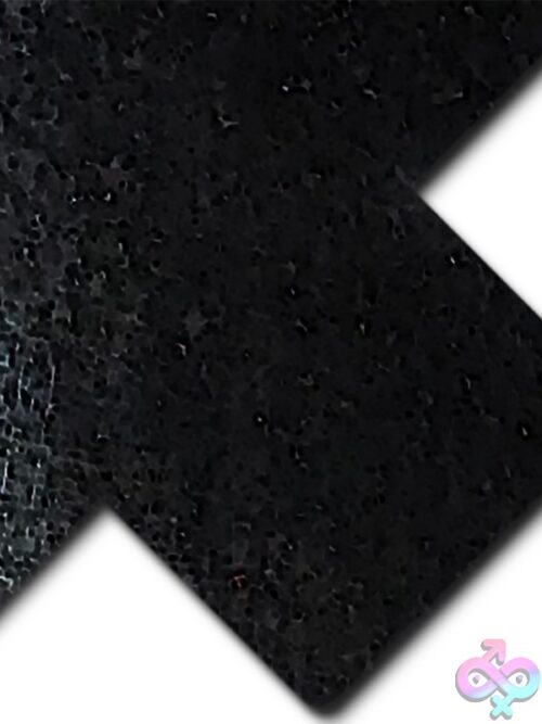 Pastease Petite Plus X: Two Pair Of Small Liquid Black Cross Nipple Pasties - Image 3