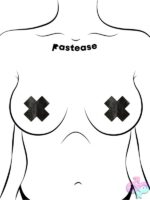 Pastease Petite Plus X: Two Pair Of Small Liquid Black Cross Nipple Pasties - Image 4