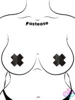 Pastease Petite Plus X: Two Pair Of Small Liquid Black Cross Nipple Pasties - Image 5