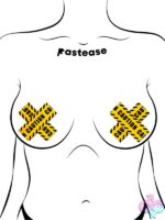 caution tape pasties Pastease Plus X Crossed Nipple Pasties yellow black