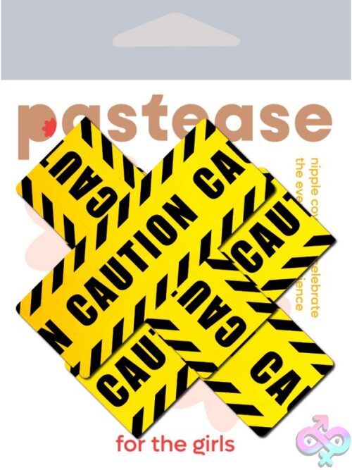 Pastease Plus X Crossed Caution Tape Nipple Pasties - Image 3