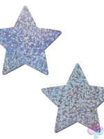 Pastease Star Silver Glitter Stars Nipple Pasties - Image 2