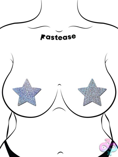 Pastease Star Silver Glitter Stars Nipple Pasties - Image 4