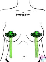 Alien Nipple Pasties Pastease Tassel UFO Glow-In-The-Dark Neon Green by Pastease