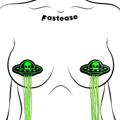 Alien Nipple Pasties Pastease Tassel UFO Glow-In-The-Dark Neon Green by Pastease