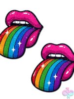 Pastease Taste The Rainbow Sparkling Tongue Out Breast Covers - Image 2