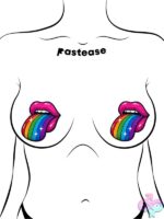 Sparkling Rainbow Tongue Pasties Pastease Taste The Rainbow Breast Covers multicolor rhinestone sequin