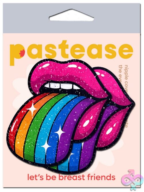 Pastease Taste The Rainbow Sparkling Tongue Out Breast Covers - Image 4