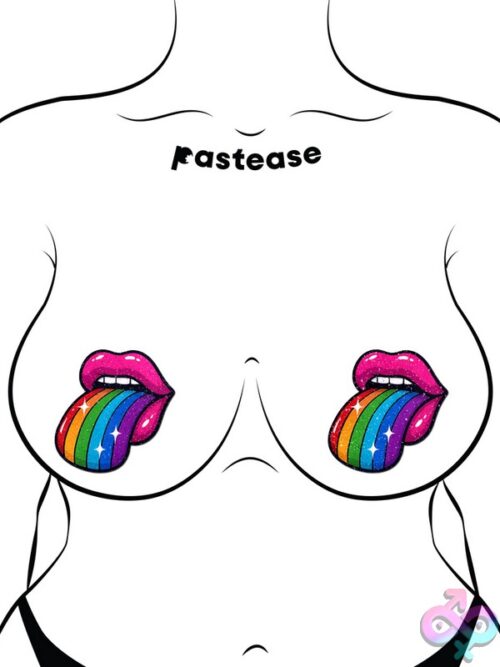 Pastease Taste The Rainbow Sparkling Tongue Out Breast Covers - Image 5