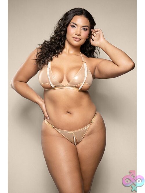 Pearl Bralette &Amp; Crotchless Panty Set - Image 2
