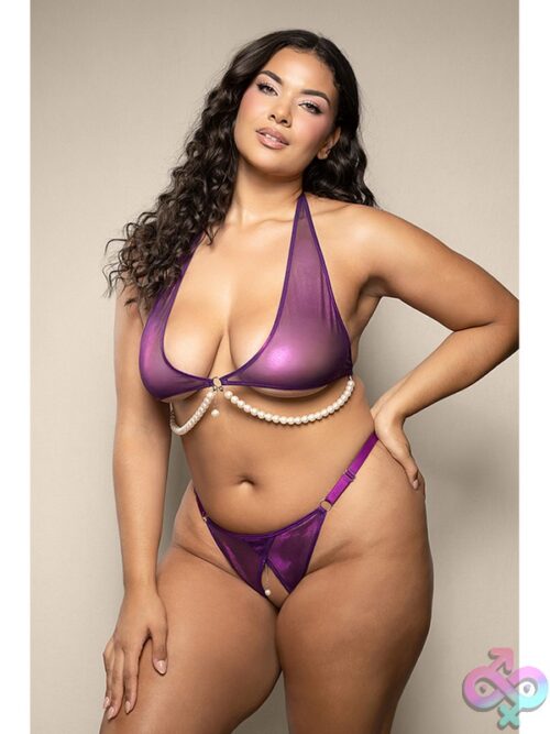 Pearl Draped Bralette &Amp; Crotchless Panty – Curvy Size - Image 2