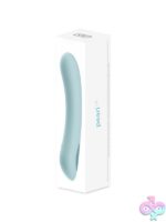 Curved small G-spot vibrator in turquoise blue with touch-sensitive controls by Kiiroo
