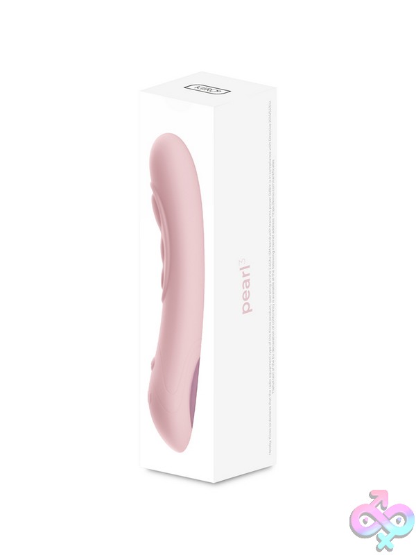 Discreet-Toys-Pearl3-Pink-Nu-Ko11045 Curved Pink Silicone G-Spot Vibrator With Textured Bumps By Kiiroo