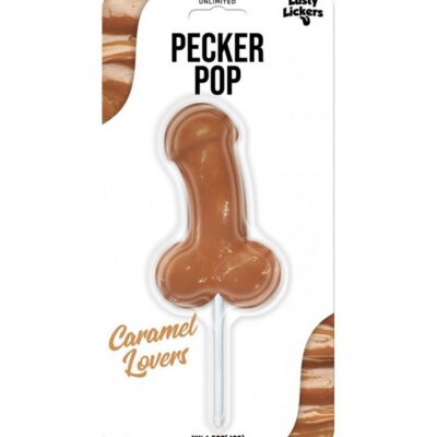 Caramel-flavored novelty candy pop on a stick by Hott Products