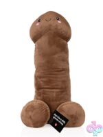 24-inch soft plush penis stuffy in brown and multi color options on a white background